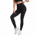 High-waist seamless black yoga pants with tummy control and hip-lifting effect for gym - XS / Bottoms / Black