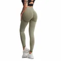 Olijfgroene naadloze yoga-legging met hoge taille en push-up effect voor de billen - Legergroen