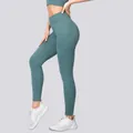 Nahtlose Yoga-Hose mit hoher Taille in Graublau für Fitness und Training im Fitnessstudio - S / Unterteile / Graublau