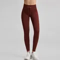 Comodi pantaloni da yoga a costine a vita alta con coulisse nel colore marrone caffè - Caffè