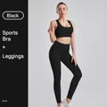 Premium black ribbed yoga set featuring drawstring leggings and front-zip sports bra for women - S / Top And Bottom / Sports Bra + Leggings / Black
