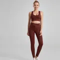 Coffee ribbed yoga set including zip-up sports bra and drawstring high-waist leggings - S / Top And Bottom / Sports Bra + Leggings / Coffee