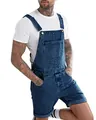 Classic vintage men's denim short overalls with pocket detail in dark wash blue. - S / Top And Bottom / Dark Blue