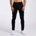 Premium heren skinny jeans in zwart, slanke pasvorm voor trendy urban streetwear - S / Zwart