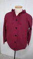 Women's burgundy hooded knitted cardigan sweater with front buttons for autumn winter. - Burgundy
