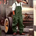 Salopette cargo uomo verde oliva vintage con vestibilità ampia stile abbigliamento - Taglia S / Top E Pantaloni / Blu grigiastro