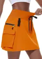 Jupe cargo de randonnée orange pour femme avec taille haute à cordon et poches latérales - Orange