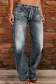 Women's slim fit washed flared jeans in a vintage greyish blue denim fabric finish. - 207 Non-Ripped Gray