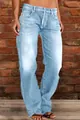 Stylish women's light blue washed flared denim jeans with a slim fit and vintage look - 207 Non-Ripped Light Blue