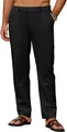 Detailed view of men's black lightweight casual trousers featuring an elastic waistband - S / Bottoms / Black