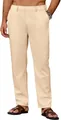 Detailed view of men's breathable casual pants in beige with comfortable elastic waist - S / Bottoms / Khaki