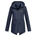 Professional women's navy blue lightweight hooded outdoor windbreaker jacket with zipper front - S / Tops / Navy Blue