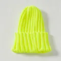 Gorro de punto cálido para niños en color amarillo neón vibrante con diseño de canalé - Talla única / Amarillo Neón