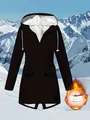 Women's waterproof outdoor mountain jacket with thick warm white fleece lining and hood - S / Tops / Black