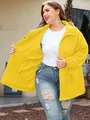 Detail of bright yellow waterproof outdoor jacket with hood and functional pockets - 0XL / Tops / Yellow