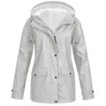 Women's light grey fleece-lined hooded outdoor jacket with warm lining and pockets - S / Tops / Light Gray