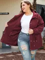 Detail of a plus-size women's burgundy outdoor waterproof windbreaker jacket - 0XL / Tops / Burgundy