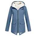 Blue fleece-lined hooded outdoor jacket with water-repellent shell and pockets - Sky Blue