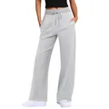 Detailansicht der hellgrauen Damen-Sweatpants mit hohem Bund und weitem Kordelzug - S / Unterteile / Hellgrau