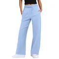 Hellblaue Jogginghose für Damen mit hoher Taille, Kordelzug und praktischen Seitentaschen - S / Unterteile / Himmelblau
