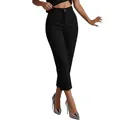 Klassieke zwarte slim-fit pantalon met hoge taille voor dames, 9/10 lengte - S / Bottoms / Zwart