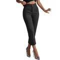 Elegante zwarte broek met hoge taille, ideaal voor zakelijk werk en dagelijks gebruik. - S / Bottoms / donkergrijs