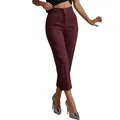 Elegante bordeauxrode high-waist slim fit cropped pantalon voor dames zakelijk casual - Bordeauxrood