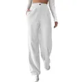 Fashionable women's high-waisted white corduroy loose straight-leg casual trousers - White
