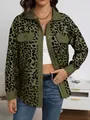 Detailed macro view of green corduroy jacket with leopard print and front pockets. - S / Tops / Army Green