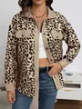 Detailed shot of leopard print corduroy jacket with single-breasted buttons - S / Tops / Apricot