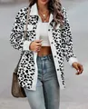 Fashionable leopard print corduroy jacket for women featuring a button-down front - White