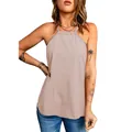 Canotta estiva smanicata con scollo all'americana da donna, top casual a tinta unita - Taglia S / Top / Rosa
