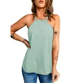 Elegante canotta allacciata al collo verde menta, top estivo casual ampio da donna - Taglia S / Top / Verde