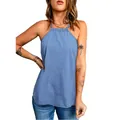 Canotta estiva chic azzurra con scollo all'americana stile denim per donna - Taglia S / Top / Azzurro