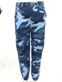 Stylish blue camouflage cargo harem pants for women with trendy military print and elastic cuffs - S / Bottoms / Blue