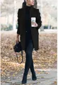 Elegante zwarte wollen jas voor dames met opstaande kraag voor stijlvolle herfst-winteroutfits. - S / Tops / Zwart