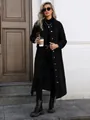 Stylish black long sleeve loose denim jacket for women in a street fashion style - XS / Tops / Black