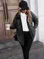 Fashionable oversized retro grey denim jacket for women featuring a vintage wash finish - XS / Tops / Gray
