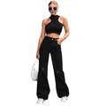 Stylish black high-waisted ripped wide-leg denim jeans for a trendy street style look - XS / Bottoms / Black
