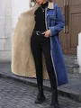 Stylish women's loose long denim jacket featuring warm and cozy sherpa fleece lining - XS / Tops / Enzyme Washed Dark Blue
