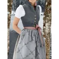Robe Dirndl bavaroise élégante avec gilet en laine grise et jupe fleurie pour l'Oktoberfest - S / Haut Et Bas / Gris foncé