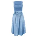 Elegant light blue German Oktoberfest dirndl dress with vintage square neck and waist bow - XS / Top And Bottom / Light Blue