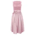 Elegant pink Oktoberfest Dirndl dress with satin finish and lace embroidery detail. - XS / Top And Bottom / Pink