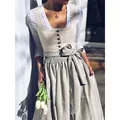Dirndl traditionnel pour l'Oktoberfest avec chemisier en dentelle et tablier - S / Haut Et Bas / Ivoire