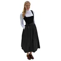 Elegant traditional German Dirndl dress with white lace long sleeves for Oktoberfest events. - XS / Top And Bottom / Black