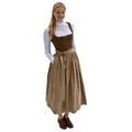 Detailed view of elegant German Oktoberfest Dirndl dress with white lace and brown velvet - XS / Top And Bottom / Dark Brown