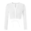Elegant white lace long sleeve Dirndl blouse with delicate embroidery for Oktoberfest - S / Tops / White