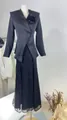 Elegant black satin blazer and floral lace maxi skirt two-piece set for formal occasions - XS / Top And Bottom / Black