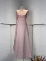 Elegant pink high-neck long dress with corset waist and elongated sleeves detail - XS / Top And Bottom / Pink