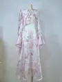 Elegant white floral maxi dress featuring ruffle sleeves and stylish pearl buttons. - XS / Pink Floral